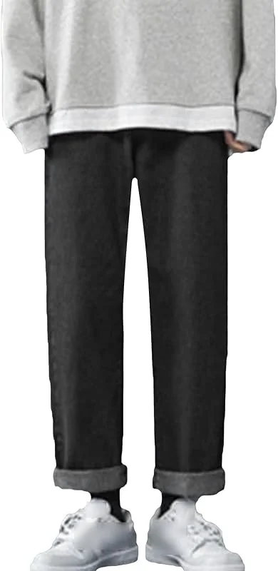 DGKaxiyaHM Jeans Amples à Jambes Larges pour Hommes Pantalon Taille Moyenne Jeans à Jambe Droite DéLavéS Et UséS Pantalon en Jean Baggy DéContracté — Vetements ski