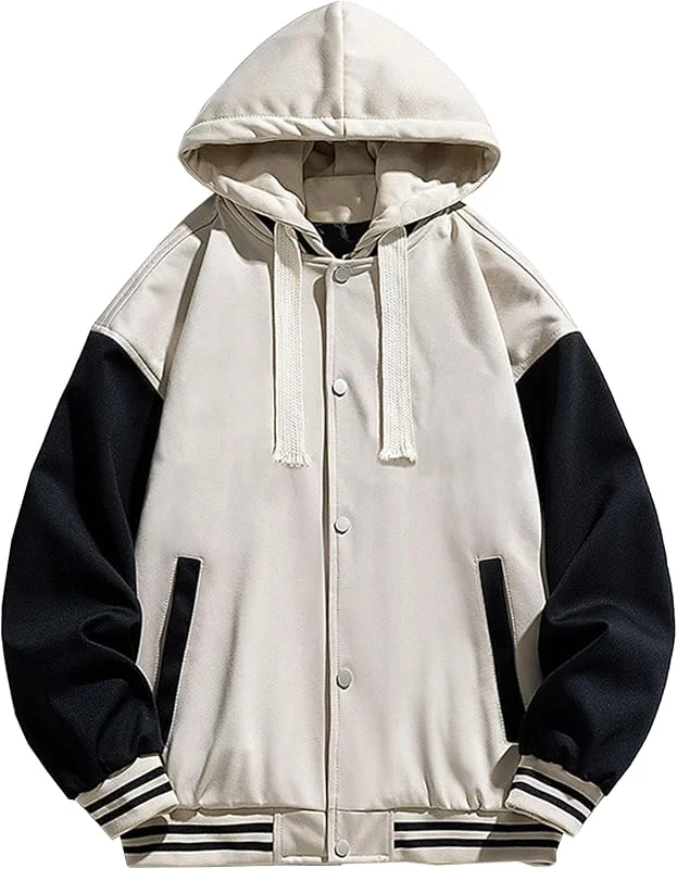 ZDJSWJ Veste Casual en cuir daim pour homme Vêtements de baseball classiques d'hiver en daim Veste légère de camion de baseball Vintage — Vetements ski