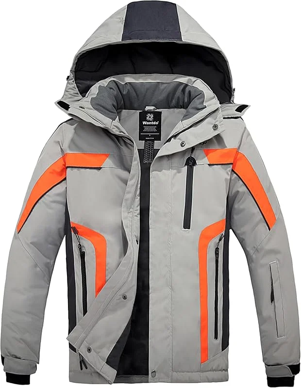 Wantdo Veste de ski pour homme avec capuche, parka de snowboard — Vetements ski