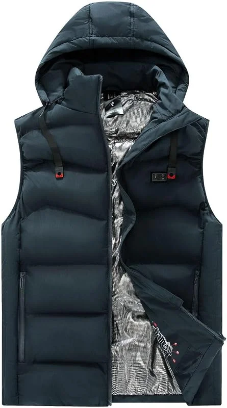 Gilet Chauffant Electrique En Polaire Pour Hommes Hiver Chaud Manteau Doudoune Chauffante Sans Manche Homme Veste Travail 3 Niveau De Chauffan Zones Moto Chasse — Vetements ski