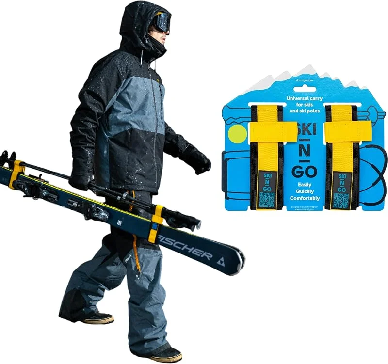 Porte-Skis et bâtons, Attache Ski pour Enfant et Adultes, Transport de Skis, Ski Fixation — Equipement ski