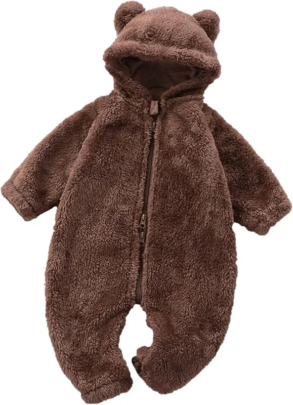 Bébé Combinaison De Neige Grenouillères D'Hiver Pour Bébé Barboteuse À Capuche Grenouillère En Polaire Garçons Filles Jumpsuits Combinaison De Neige Manteau Bebe Fille 6-9 Mois — Vetements ski