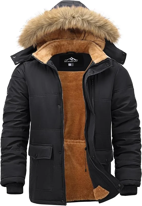 Hommes Veste Doublée D'hiver Parka Coupe-Vent Blouson — Vetements ski