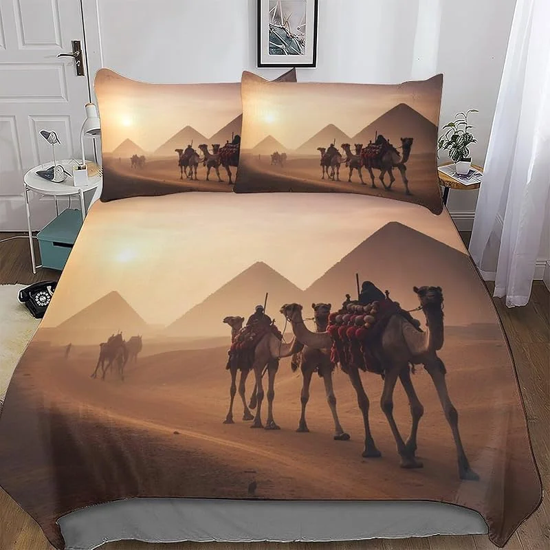 Animal Chameau Parure De Lit pour Enfants Adultes Hypoallergique Housse De Couette Et Taies d'oreiller 3 Pièces Douce Microfibre Coton Housse De Couette Double (200x200cm) — Equipement ski