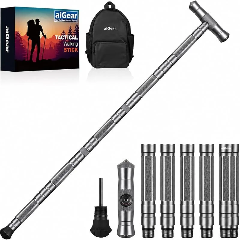 aiGear 5 Tubes Bâtons de Randonnée Réglable en CNC Aluminium — Equipement ski