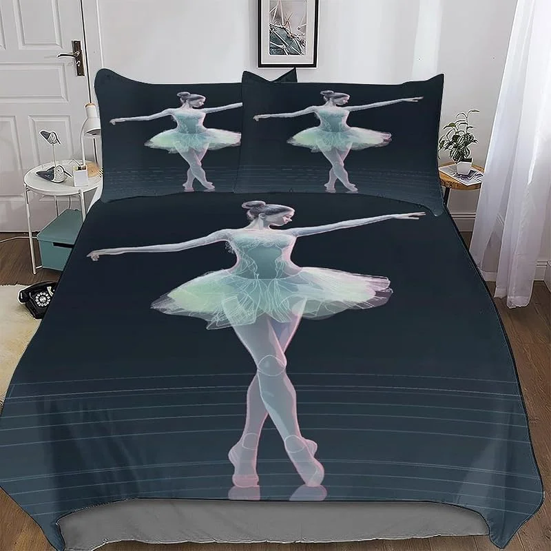 Ballet Housse De Couette 3 Pièces avec Taies D'oreillers Imprimé Adultes Enfant Doux Microfibre Coton Housse De Couette Hypoallergénique Parure De Lit Double (200x200cm) — Equipement ski