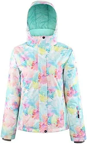 MU Veste de ski imperméable femmes Veste de ski haute coupe-vent imperméable Costumes de surf des neiges d'hiver colorés professionnels, Bleu, Grand — Vetements ski
