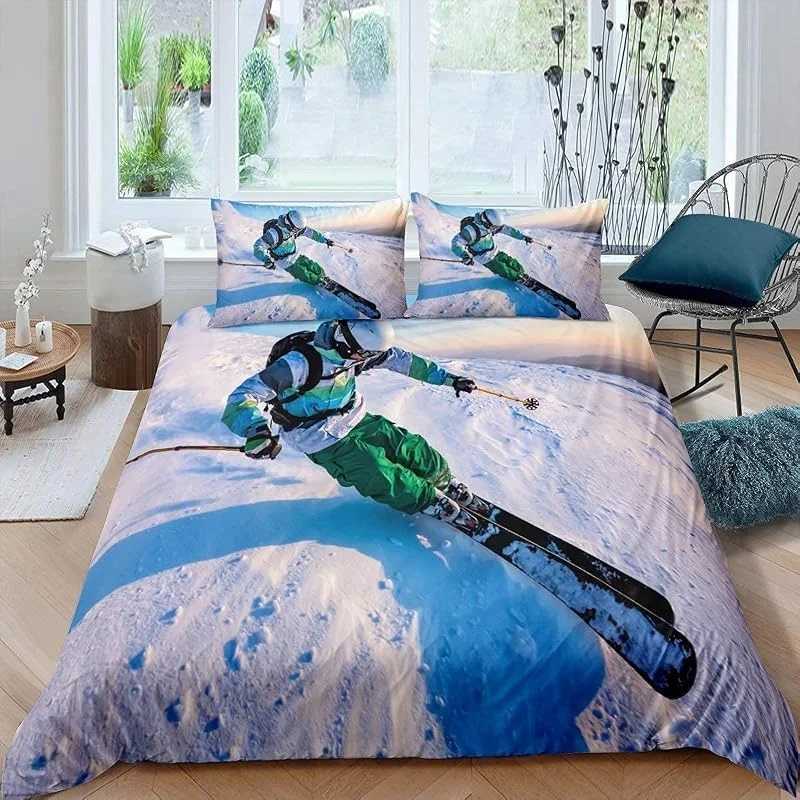 Ski Sports Extrêmes Parure De Lit 260X240 Cmadulte Garçon Fille Housse De Couette Enfant Impression 3D Housse De Couette 1, 2 Personnes Sets De Housse De Couette Microfibre avec Fermeture -58938454164 — Equipement ski