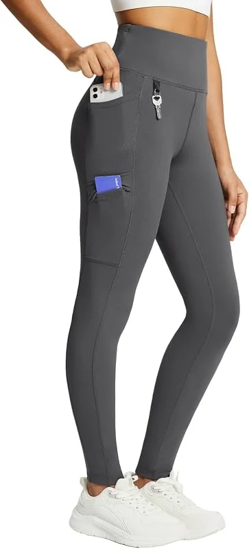 baleaf Legging doublé en Polaire pour Femme - Taille Haute - Imperméable - Thermique - avec Poches zippées — Vetements ski