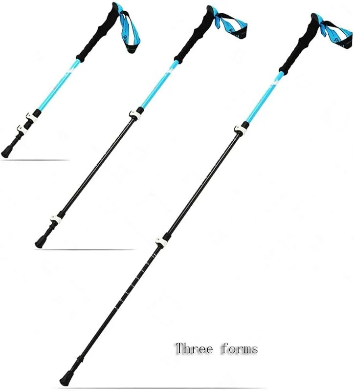 Bâtons De Randonnée Fibre De Carbone Ultralégère Pliable à Trois Sections, Poignée Rétractable, Système De Verrouillage Externe — Equipement ski