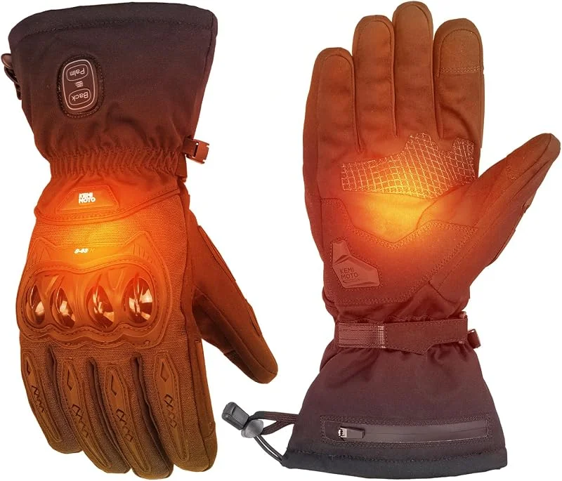 KEMIMOTO Gant Chauffant Moto, Gant Moto Hiver Imperméables Con Batterie 3000 mAh et Contrôle Double Zone pour Activités Hivernales en Plein Air, Ski et Patinage — Vetements ski
