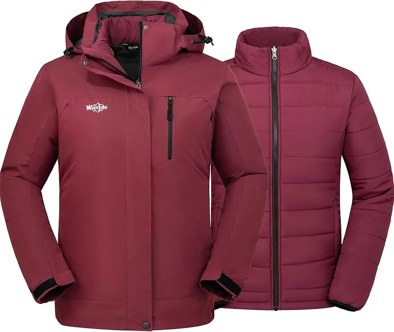 Wantdo Femme Ski Manteau d'hiver Chaud 3 en 1 avec Doublure Amovible Veste — Vetements ski