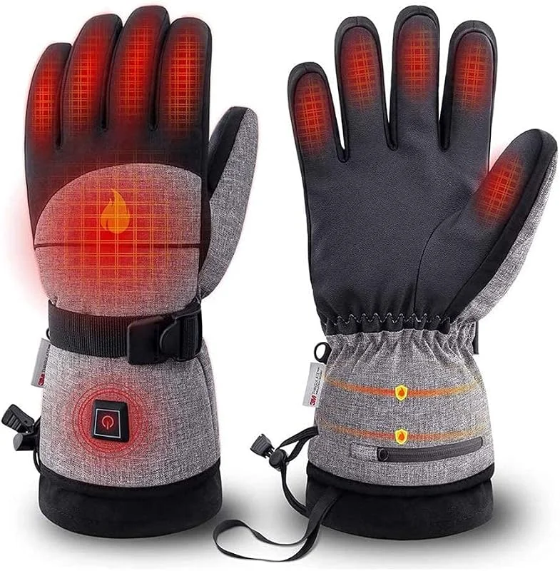 Gants Chauffants avec Batterie Rechargeable 2500 MAH - Contrôle Intelligent à 3 Niveaux de Chauffage, Gants d'hiver imperméables et Respirants, Gants de Ski à écran Tactile — Vetements ski