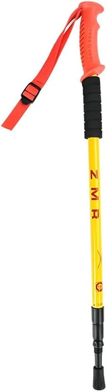 Bâtons De Randonnée Poignée Antidérapante, Bracelet en Polyester Ajustable, Corps Ajustable Et Rétractable avec Bac à Neige Amovible, Red + Yellow — Equipement ski