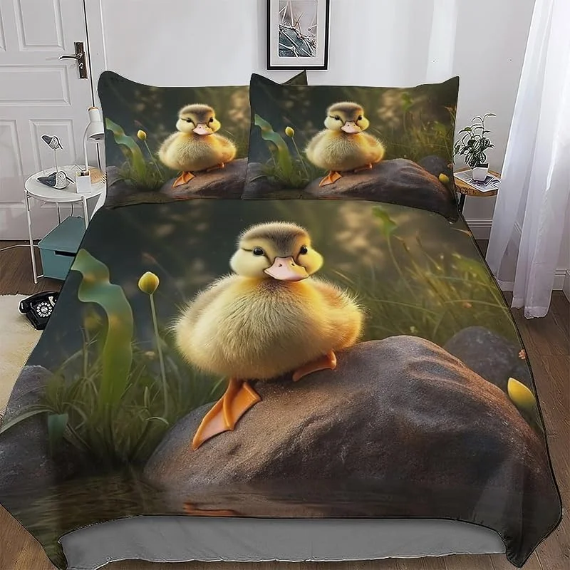 Animal Canard Parure De Lit De Microfibre Douce Confortable, pour EnfFourmis Adultes Housse De Couette avec Taie d'oreiller Assortie Double (200x200cm) — Equipement ski
