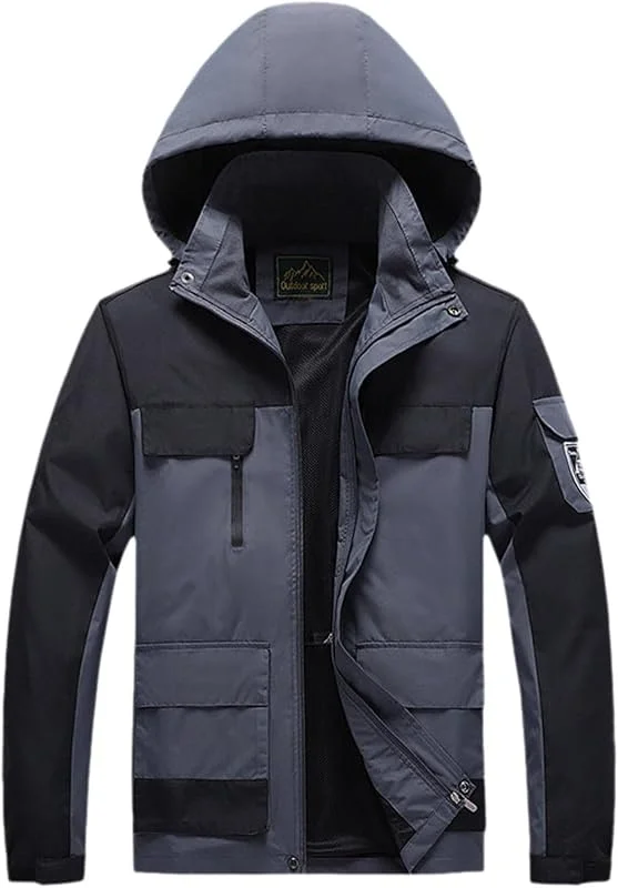 Veste De Ski Homme Zippé d'hiver Outdoor Manteau Blouson avec Capuche Amovible Tactique Militaire Matelassée Épais Snowboard Coupe-Vent — Vetements ski