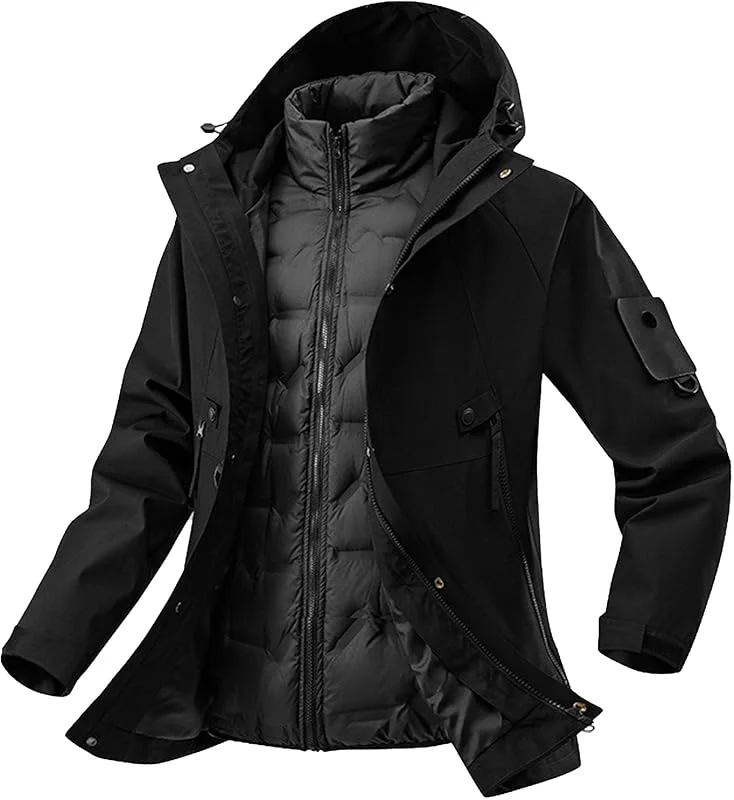 DGKaxiyaHM Veste de ski 3 en 1 pour homme - Imperméable - Coupe-vent - Avec intérieur en polaire chaude — Vetements ski