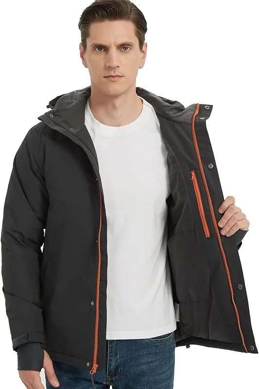NORDIC OUTLAND Veste de ski d'hiver pour homme, manteau de neige isolé, coupe-vent à capuche, coupe-vent chaud — Vetements ski
