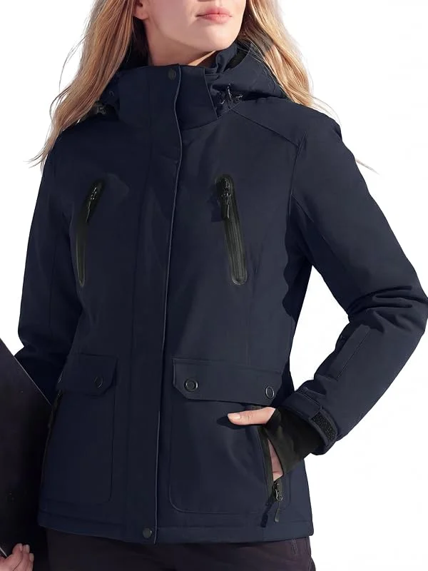 FREE SOLDIER Veste de ski imperméable doublée de polaire pour femme – Manteau d'hiver chaud avec capuche et coutures entièrement scellées — Vetements ski