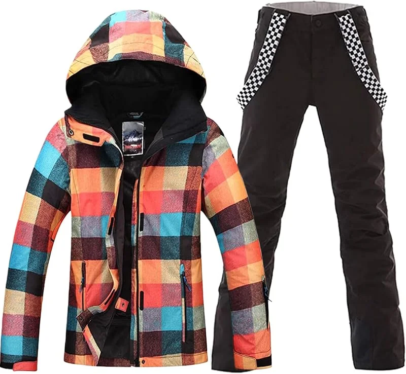 Ensemble veste de ski et de snowboard pour femme - Coupe-vent - Coloré, Style-10, X-Large — Vetements ski