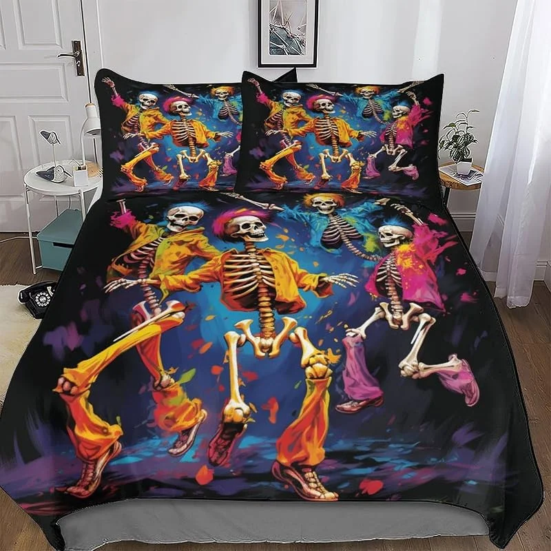 crâne Housse De Couette pour Enfants Adultes Housse Couette Parure De Lit en Douce Microfibre 3 Pièces avec Taie d'oreiller Double 200x200cm — Equipement ski