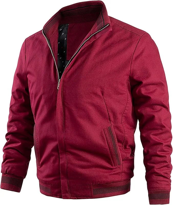 ZDJSWJ Hommes coton léger Veste Casual travail col montant combat veste full zip Military cargo manteau — Vetements ski