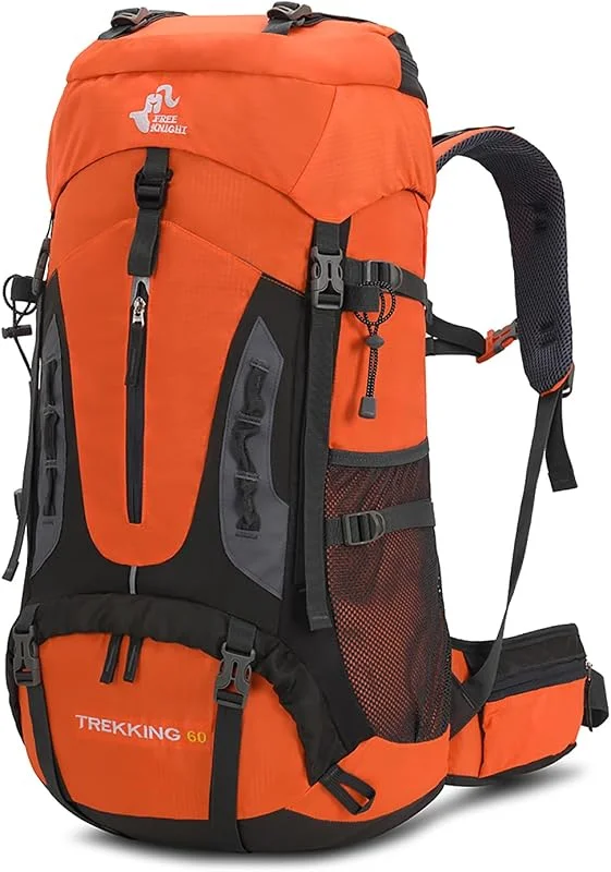 Bseash Sac à dos de randonnée léger et imperméable de 60L avec housse de protection contre la pluie, sac à dos de voyage pour l'escalade, le camping et la randonnée — Equipement ski