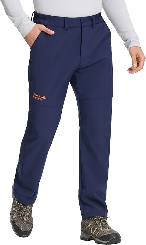 Pioneer Camp Pantalon softshell pour homme - Pantalon d'extérieur chaud doublé en polaire - Imperméable et coupe-vent - Pantalon de trekking d'hiver - Pantalon de randonnée — Vetements ski