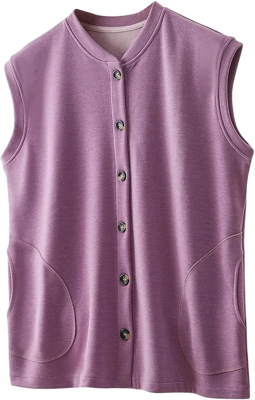 Débardeur intérieur en polaire pour femme - Sans manches - Sous-vêtements thermiques - En coton - Avec poches et bouton - Sous-vêtements chauds - Respirant et thermique - Pour l'hiver — Vetements ski