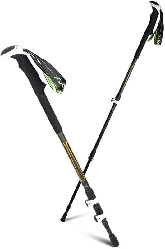 Bâtons De Randonnée Serrure Ultra-légère en Carbone Haut De Gamme en Carbone 3k Pliable Télescopique, Diamètre du Tuyau épais 18-16-14, Serrure en Nylon, Unisexe, Black — Equipement ski