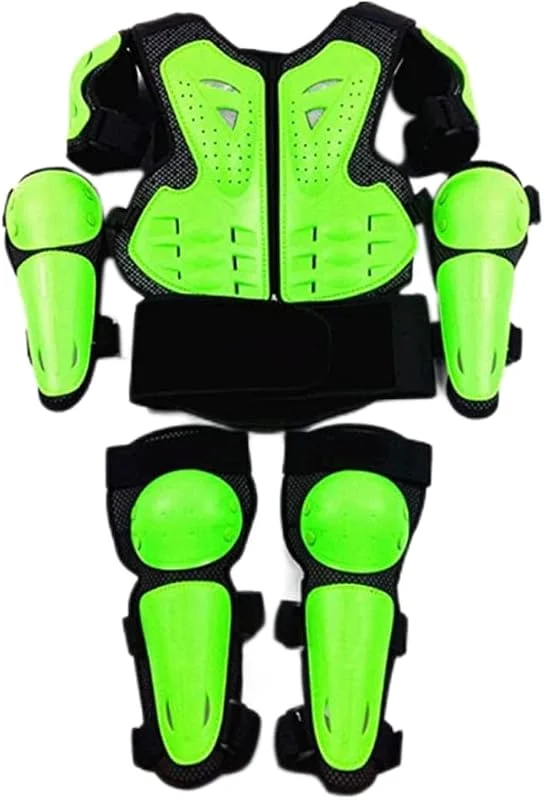 Gilet de Protection pour Enfants de 5 à 13 Ans, avec genouillères et coudières, équipement Protection pour, Accessoires Skateboard pour Enfants, Vert — Equipement ski