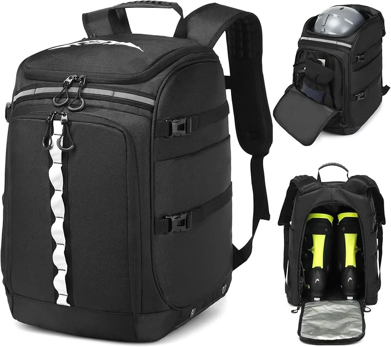 Sac à chaussures de ski avec compartiment pour casque - 50 l - Nylon - Sac à dos de ski avec sac pour casque - Sac de ski pour bottes de ski, patins à glace — Equipement ski