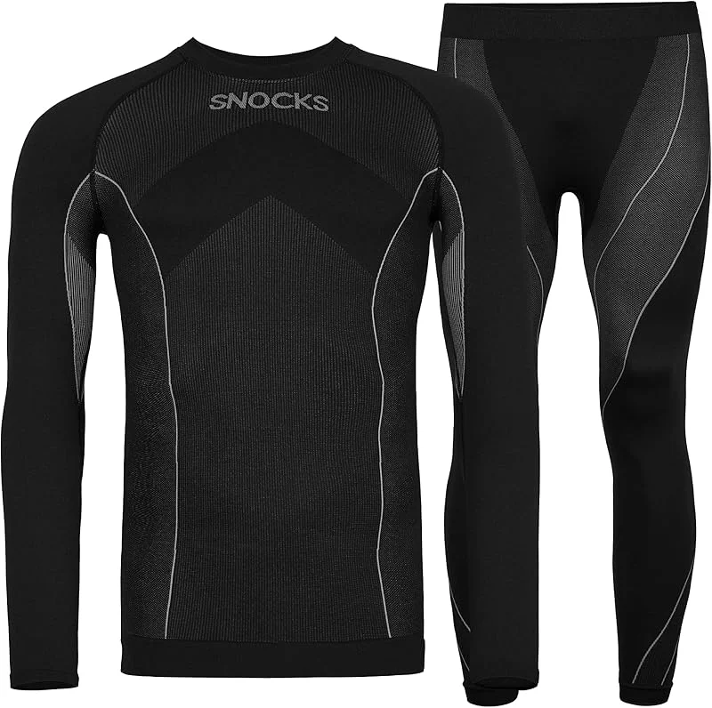 Snocks sous-vêtement Thermique Homme – Ensemble Thermique Hiver Isolant, Anti-odeurs, Respirant, ne Glisse Pas, sans frottement, Extensible – idéal Sports d’Hiver, Ski – Tailles S-3XL — Vetements ski