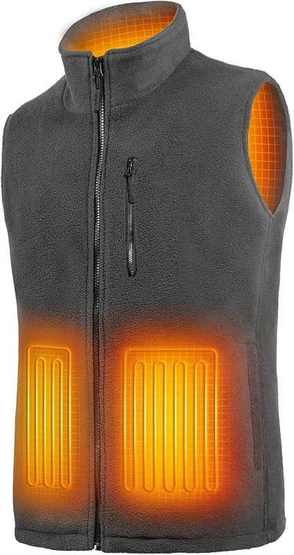 Gilet Chauffant Homme avec Batterie Incluse, Veste Chauffante Sans Manche, Doudoune et Blouson Chauffant Électrique en Polaire, 6 Zones de Chaleur pour l'Hiver — Vetements ski