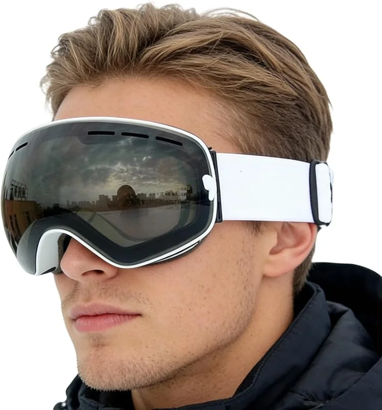 Lunettes de ski de protection, lunettes de neige avec protection UV, verres anti-buée avec confort, équipement de vision polarisée avec sangle, accessoire de sports d'hiver, lunettes de snowboard pour — Equipement ski