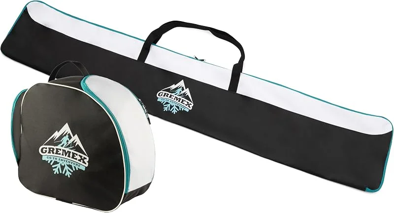 Set Sac de Ski et Sac pour Chaussures - Sac de Ski Robuste - Set Housse de Ski - Sac imperméable pour Chaussures de Ski avec Casque - Housse de Ski pour 1 Paire de Skis - Accessoires de Ski — Equipement ski