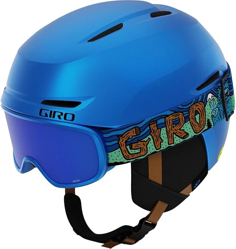 Giro Spur Combo Pack Casque de ski pour enfants, casque de planche à neige avec lunettes assorties pour jeunes, garçons et filles, bleu Shreddy Yeti S, 52-55, 5 cm — Equipement ski