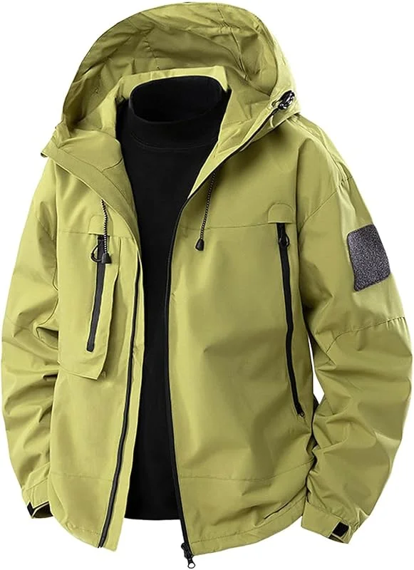 Veste De Ski Homme Outdoor Imperméable Polaire Manteau Blouson Militaire Tactique avec Capuche Amovible Épais pour Voyage Snowboard Fonctionnel — Vetements ski
