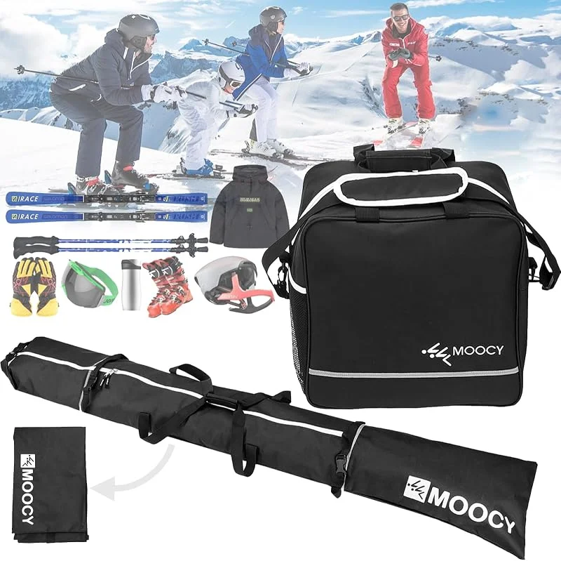Aisny Ensemble sac à chaussures de ski - 200 cm - Accessoires pour sac de ski et sac à chaussures de ski - Longueur réglable - Design à roulettes — Equipement ski