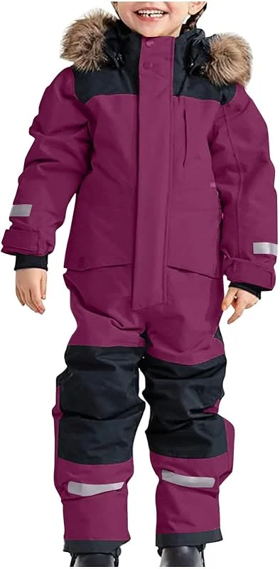Combinaison de Ski Enfant Combinaison de Neige Garçons Fille Imperméable et Coupe-vent Hiver Chaud Ensembles De Neige Doudoune à Capuche Zippé Extérieur Softshell Tenue Plein Air Pour Enfants 1-15 Ans — Vetements ski