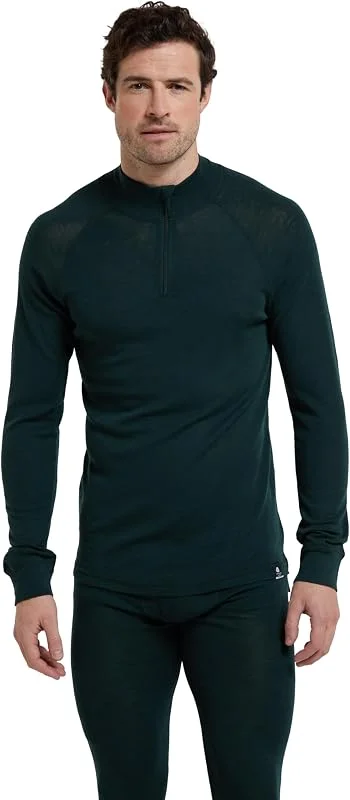 Mountain Warehouse Haut Thermique en Mérinos à Manches Longues Hommes - Respirant, Demi-Zip, Chaud et Confortable - pour Le Camping par Temps Froid, Hiver — Vetements ski