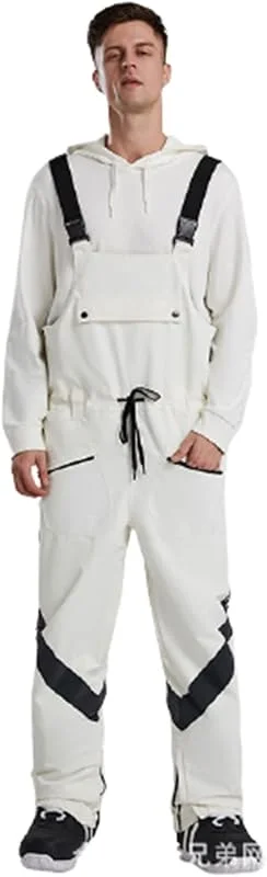 Wygwlg Salopettes Essential Snow Bibs pour Hommes et Femmes, Pantalon de Ski imperméable Coupe-Vent pour Couple, Combinaison de Ski siamoise (Color : White, Size : XL) — Vetements ski