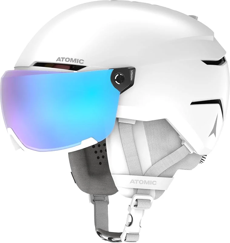 Atomic Casque de Ski stéréo Savor Visor avec visière - Absorption maximale des Chocs - Système de Ventilation Active Aircon - Miroir de qualité supérieure pour Une Vision Claire — Equipement ski