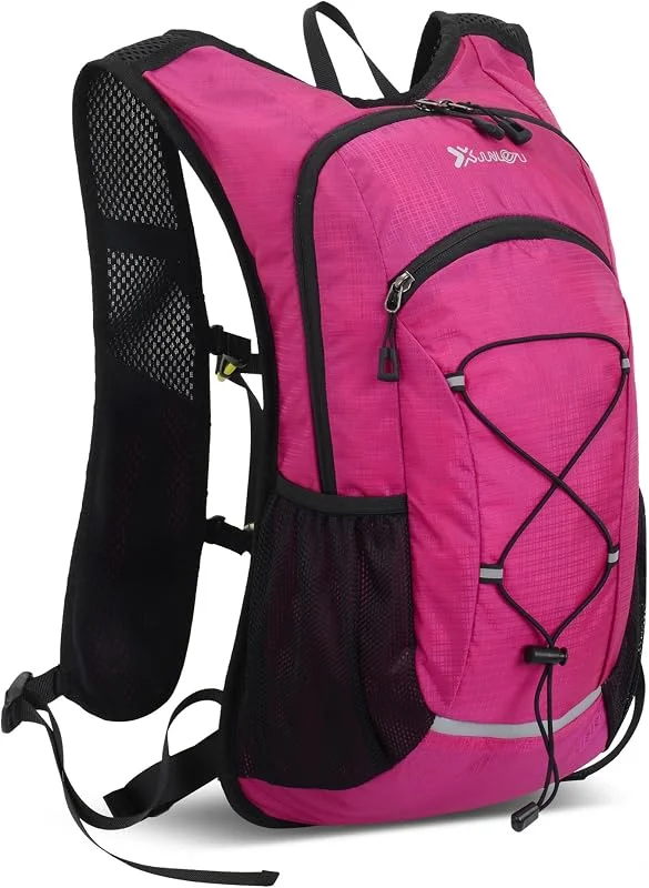 Sac à Dos Randonnée 20L, Petit Sac à Dos Sport Imperméable et Léger 0.4kg, Sac à Dos Vélo VTT Respirant avec Multipoches et Compartiment Eau, pour Course à Pied, Ski, Homme et Femme (Fuchsia) — Equipement ski