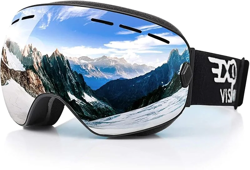EXP VISION Lunettes de ski et de planche à neige pour hommes, femmes, jeunes, anti-buée, OTG - Verres sphériques amovibles — Equipement ski