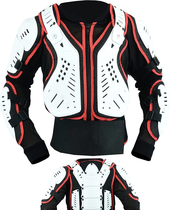 Texpeed - veste pour enfants - Veste de motocross avec protection dorsale pour activités sportives Enduro - protection de poitrine - Blanc - M — Equipement ski