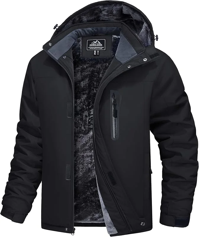 MAGCOMSEN Vestes d'hiver imperméables pour hommes Manteau chaud de ski et de neige Veste de montagne coupe-vent avec capuche amovible — Vetements ski