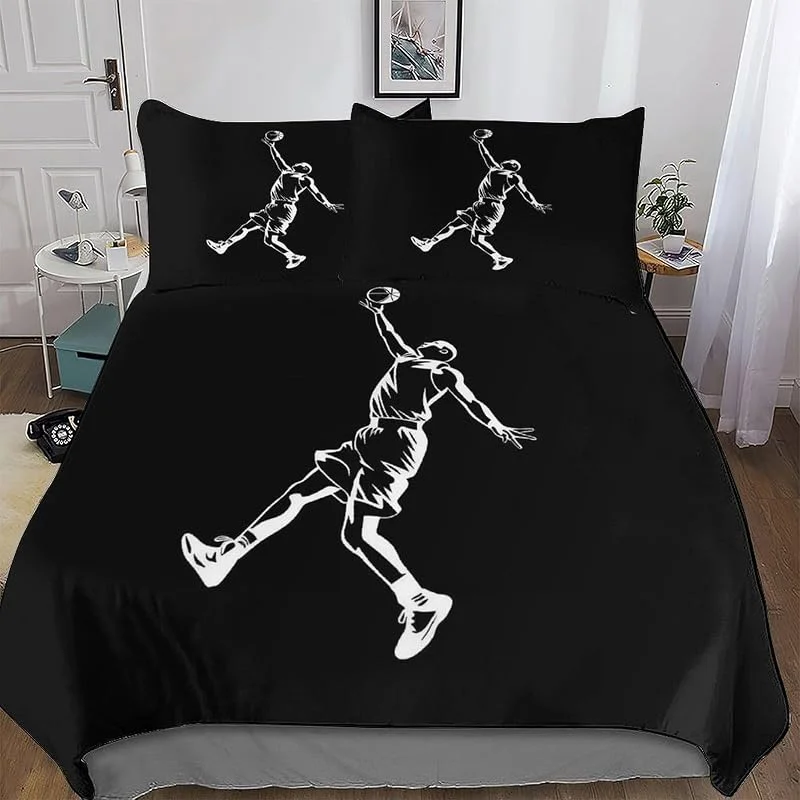 Basket-Ball 3D Parure De Lit Microfibre De Housses De Couette 3 Pièces Douce Ensemble De Housse De Couette avec Taies d'oreiller pour Adultes Enfants Double (200x200cm) — Equipement ski