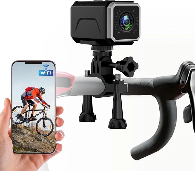 Camera Moto 4K WiFi Grand Angle 140° 8h, Action Cam pour Vélo, Ski — Equipement ski