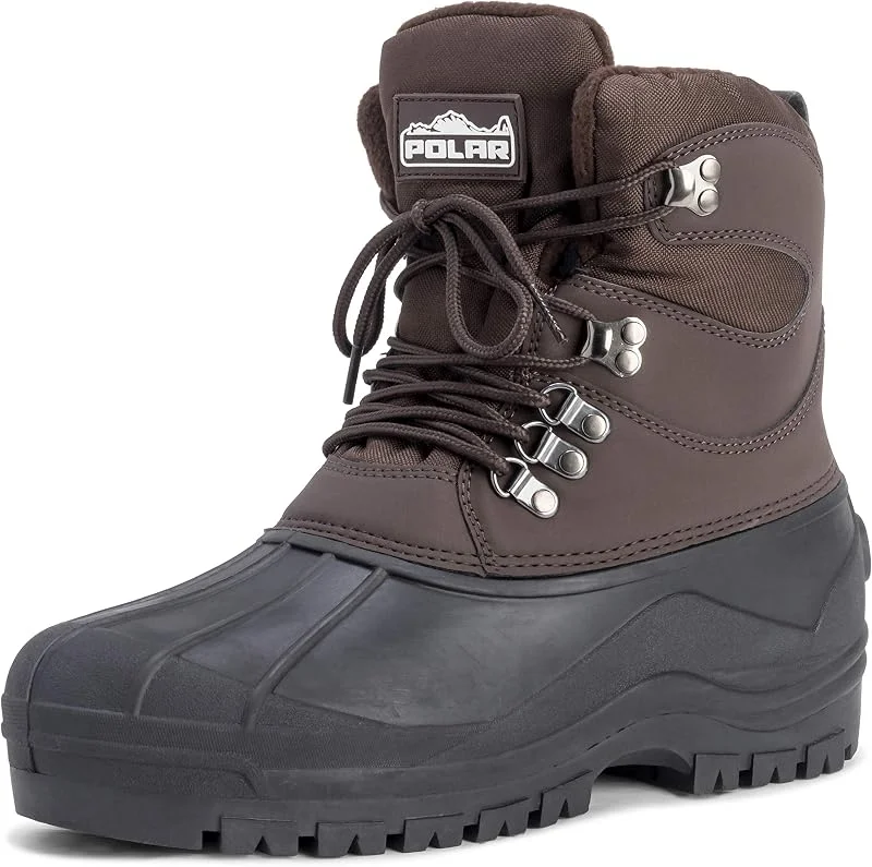 Polar Bottes Homme Hiver Courtes en Nylon avec Empiecements – Impermeables avec Semelle Type Duck – Fermeture a Lacets pour la Neige — Equipement ski